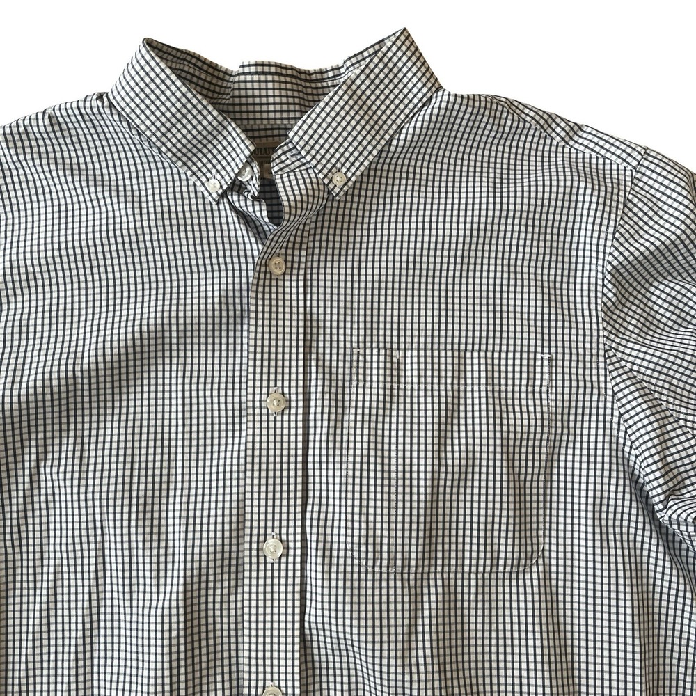 Duluth Trading Co Mens Size L Tall Wrinkle Fighter Relaxed Fit Blue Check Cotton - Picture 4 of 6